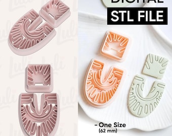 Boho Ray Earring Cutter: Polymer Clay Jewelry STL File (Digital Download)