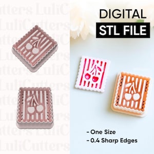 Cherry Striped Clay Cutter –STL Digital File Only-No physical item will be sent. This is a DIGITAL DOWNLOAD for 3D printing. STL00250