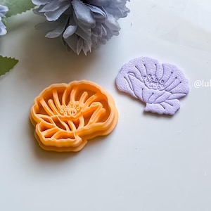 Poppy Flower Clay Cutter | Floral Polymer Clay Tool | 42mm Flower Stamp for Earrings & Jewelry Making