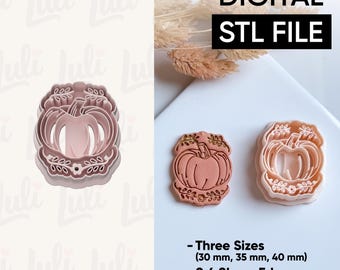 Pumpkin Clay Cutter with Leaves: 3D Print STL File (30-40mm Sizes)