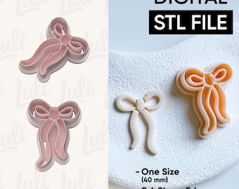 Ribbon Bow Clay Cutter STL File: Elegant Polymer Clay Earring Design (Digital Download)