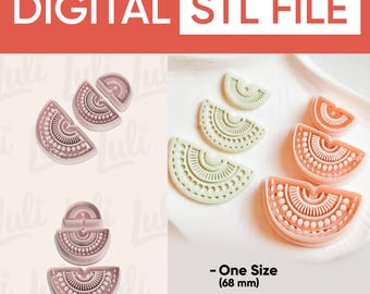 Set de cortadores Boho Sunburst: Diseño de pendientes de arcilla polimérica (archivo digital STL)