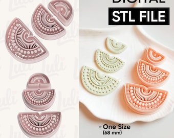 Boho Sunburst Cutter Set: Polymer Clay Earring Design (STL Digital File)