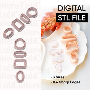 4 Piece Organic Shape Cutter – STL Digital File Only -No physical item will be sent. This is a DIGITAL DOWNLOAD for 3D printing.