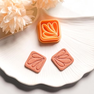Square Floral Polymer Clay Earring Cutter – Geometric Petal Drop Cutter for DIY Jewelry 00373