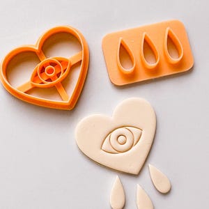 Heart with Tears Clay Cutter Set: 3D Printed Polymer Clay Earring Cutters