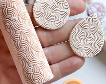 Geometric Retro Texture Roller: Polymer Clay Tile Pattern