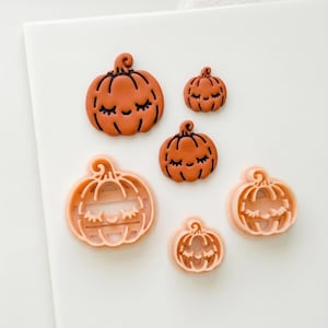 Dreamy Pumpkin Cutter: Sleepy Jack O Lantern Shape for Polymer Clay