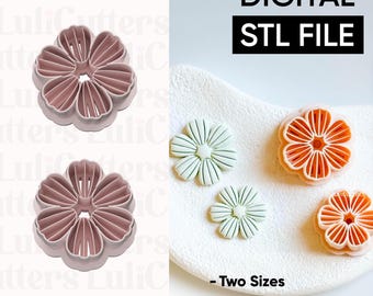 Textured Floral Clay Cutter: 3D Print STL File (25mm & 30mm)