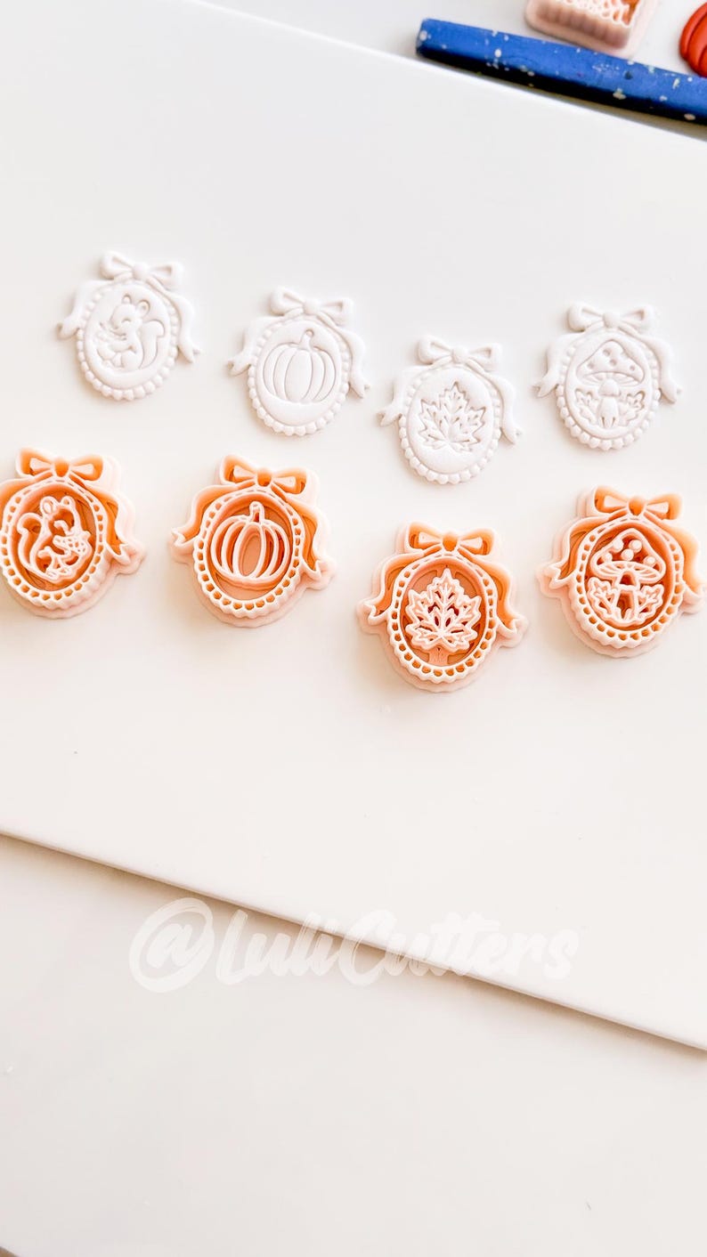 Autumn Bow Charms Cutter: Fall Cameo Earring Shapes for Polymer Clay image 10