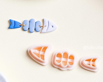 Set di tagliapasta in argilla polimerica a forma di pesce: tagliapasta per orecchini a strati (3 pezzi)