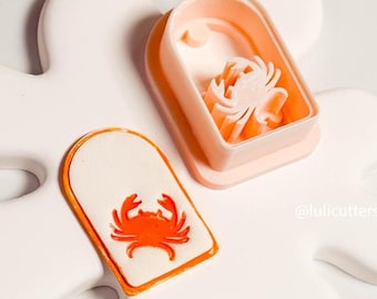Crab Imprint Clay Cutter: Rounded Rectangle Ocean Earrings