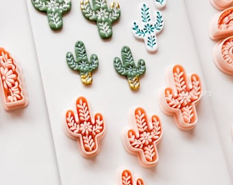 Desert Azulejo Clay Cutter: Saguaro Cactus Floral for Polymer Clay