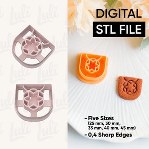 File STL Boho Star Flower Cutter: design per orecchini in pasta polimerica (download digitale, 5 misure)