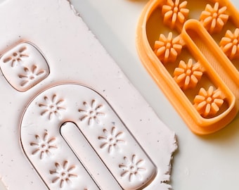 Azulejo Style Clay Cutter Set: Floral Embossed Polymer Clay Earring Tool