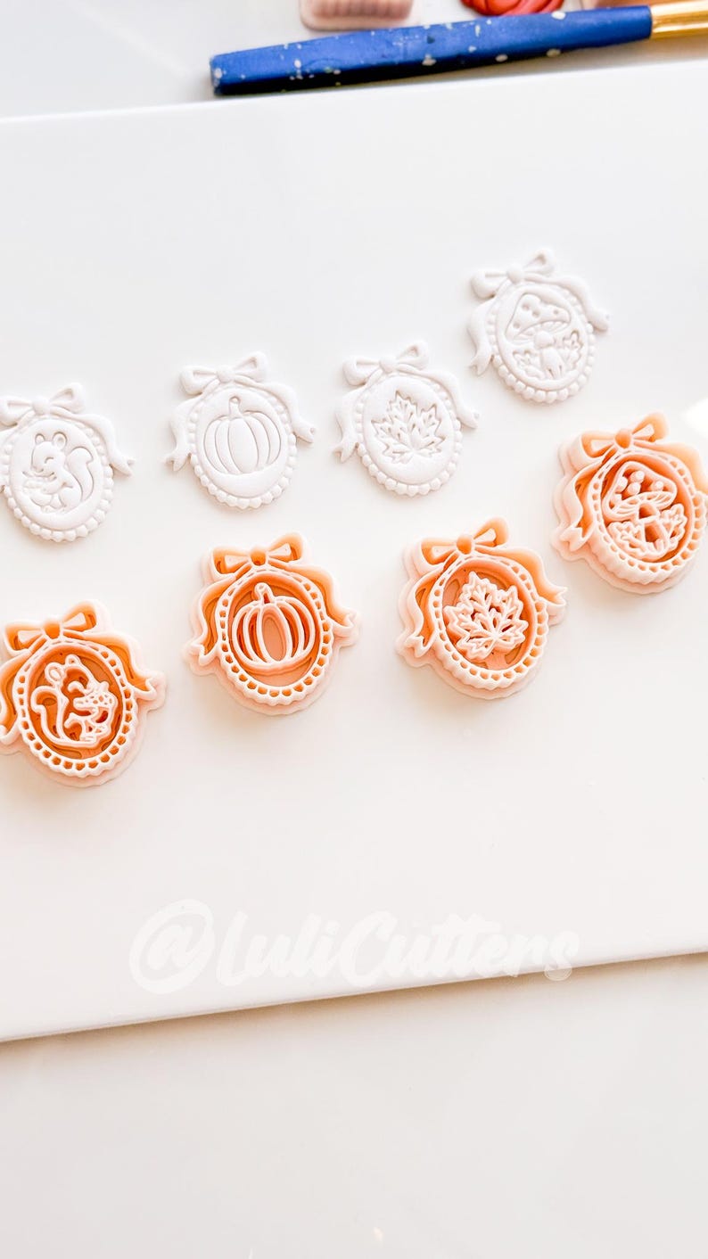 Autumn Bow Charms Cutter: Fall Cameo Earring Shapes for Polymer Clay image 8