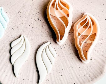 Layered Leaf Earring Cutter Set  2-Piece Polymer Clay Cutter with Vein Imprint