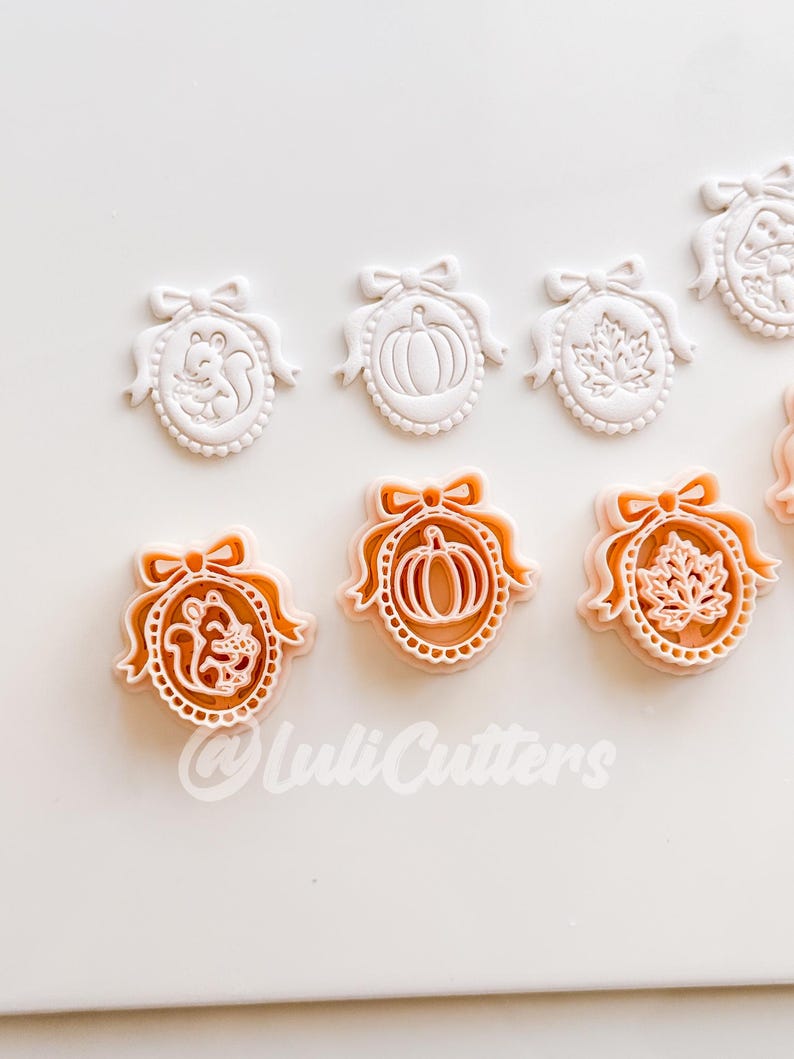 Autumn Bow Charms Cutter: Fall Cameo Earring Shapes for Polymer Clay image 9