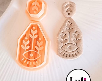 Ceramic Pattern Clay Cutter: Eye & Leaf Earrings, DIY Jewelry