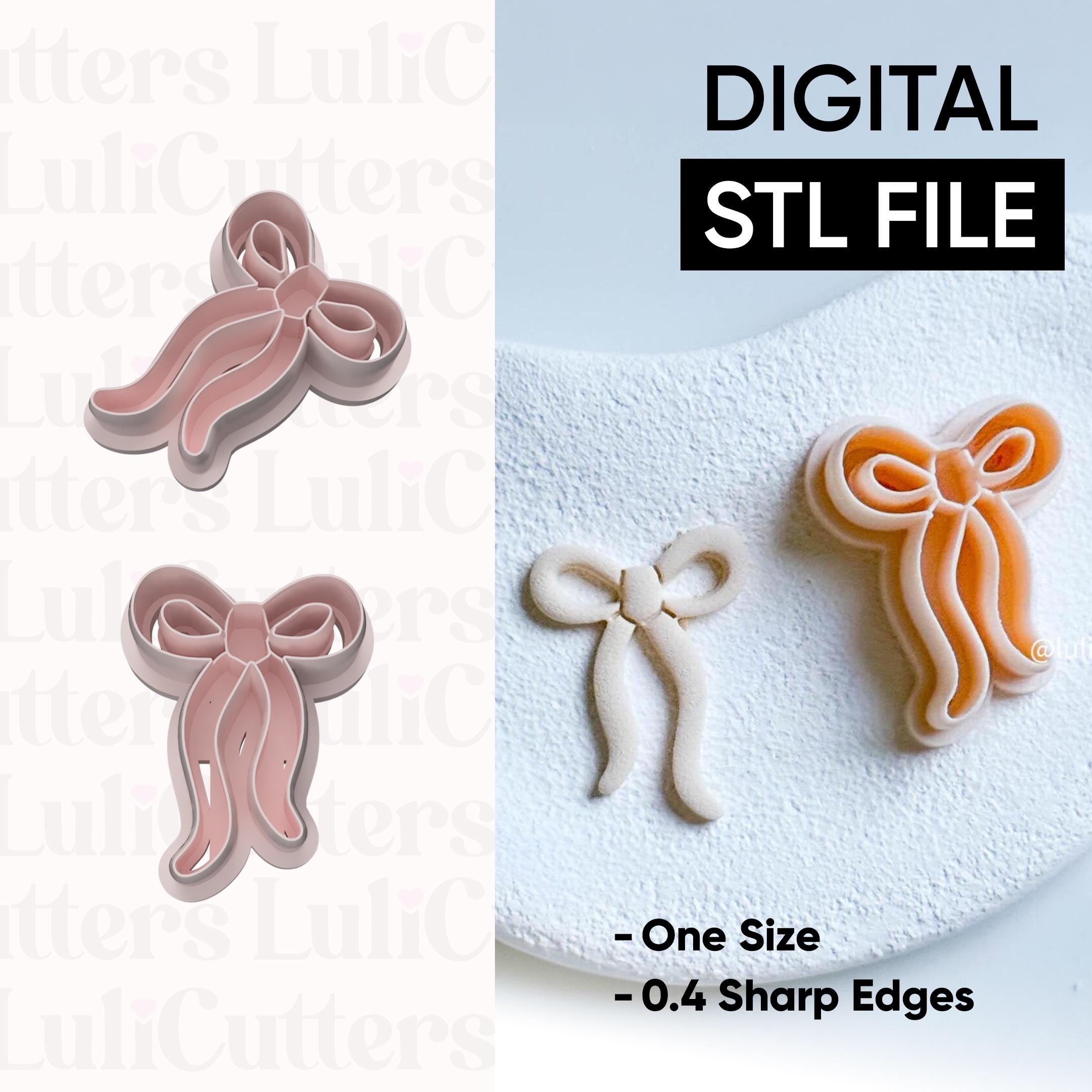 Ribbon Bow Clay Cutter STL File: Elegant Polymer Clay Earring Design (Digital Download)