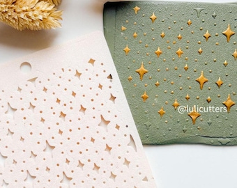 Starburst Stencil for Polymer Clay: Twinkle Star Pattern, Jewelry Design