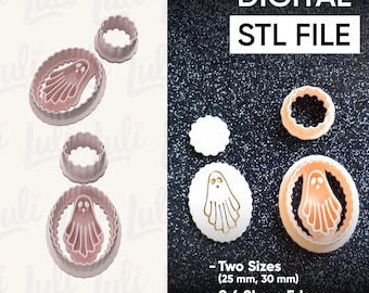 Ghost Cameo Cutter Set: Polymer Clay Earring Medallion (STL Digital Download)