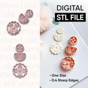 Floral Medallion Cutter STL File: Layered Polymer Clay Earring Design (Digital Download, 68mm)