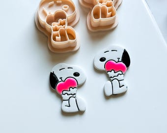 Le chien de Charlie - Coupe-boucles d'oreilles en argile pour la Saint-Valentin
