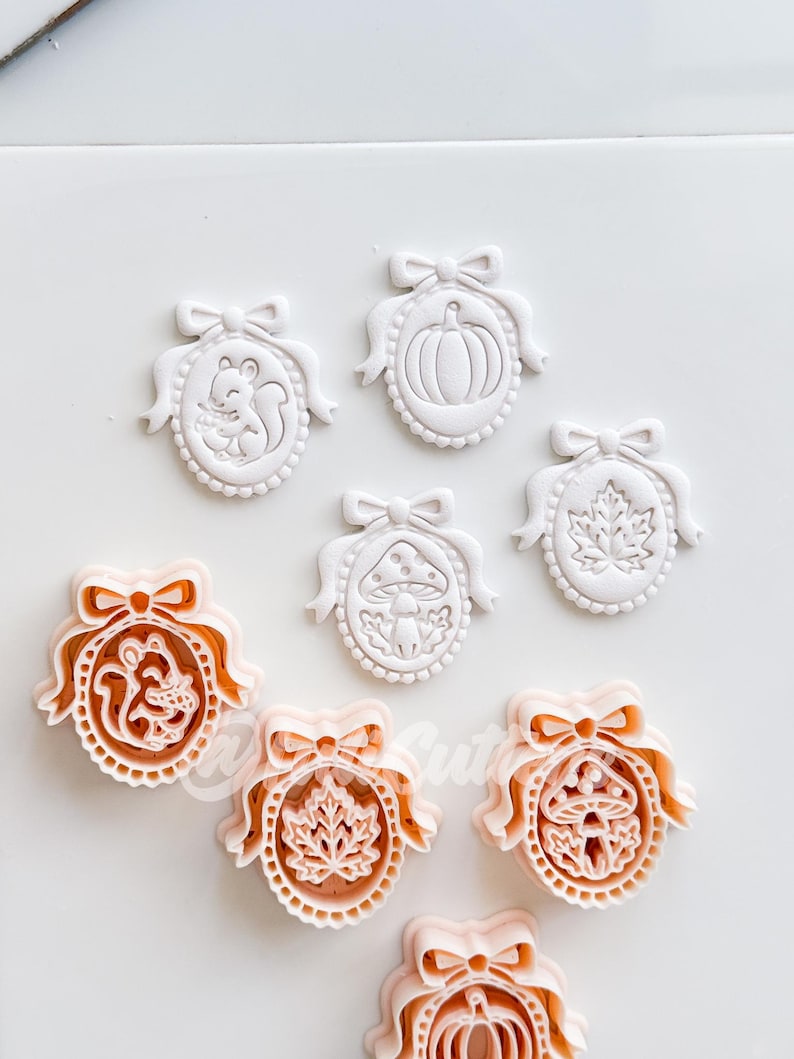 Autumn Bow Charms Cutter: Fall Cameo Earring Shapes for Polymer Clay image 6