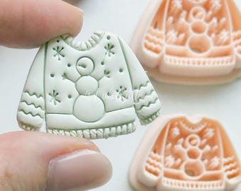 Snowman Sweater Polymer Clay Cutter: Winter Fairy Earrings & Charms