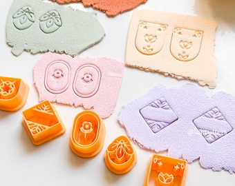 Boho Floral Polymer Clay Cutter Set – Intricate Imprint Earring Cutters