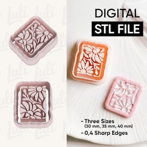 File STL per taglierina per orecchini con cornice floreale: gioielli in pasta polimerica (download digitale)