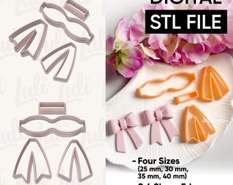 Coquette Bow Cutter Set: Polymer Clay Earring STL Files (Digital Download, 4 Sizes)