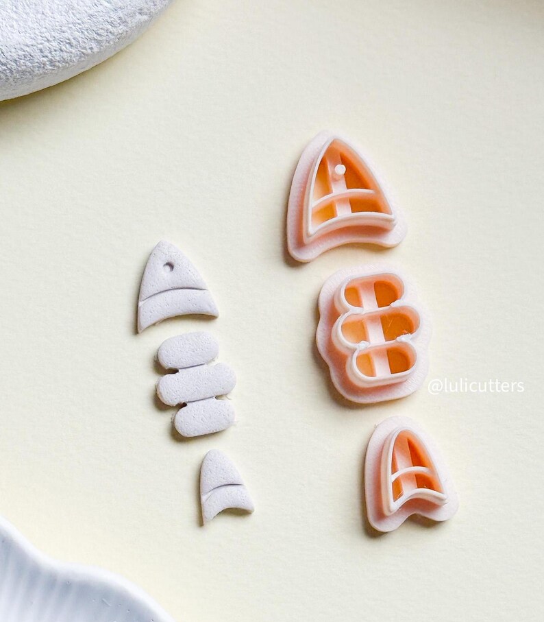 Set di tagliapasta in argilla polimerica a forma di pesce: tagliapasta per orecchini a strati (3 pezzi) immagine 3