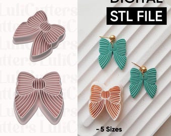 Chunky Lined Ribbon Clay Cutter: Polymer Clay Earring DIY (STL Digital File Only)