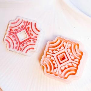 Mediterranean Tile Clay Cutter – Ceramic Look Square Imprint in 30, 35, 40 mm for Earrings, Pendants & Charms - 00672