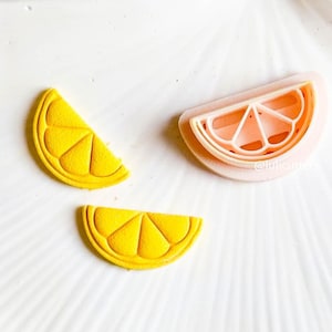 Lemon Slice Earring Cutter – Citrus Polymer Clay Cutter with Imprint Details 00602