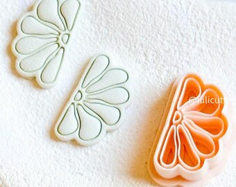 Petal Fan Clay Cutter with Daisy Imprint  30mm or 35mm
