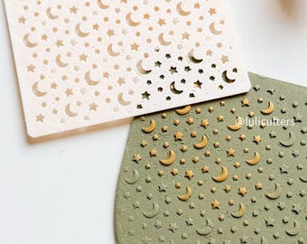 Celestial Moon and Star Stencil: Polymer Clay Jewelry Template