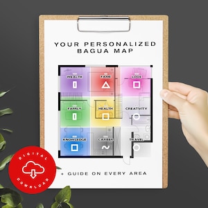 Mapa Bagua de Feng Shui personalizado / Mapa Bagua de Feng Shui personalizado de su hogar / Mejore el flujo de energía en su espacio