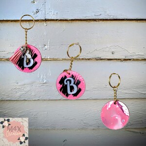 Pretty in Pink 'B' Initial Keychain