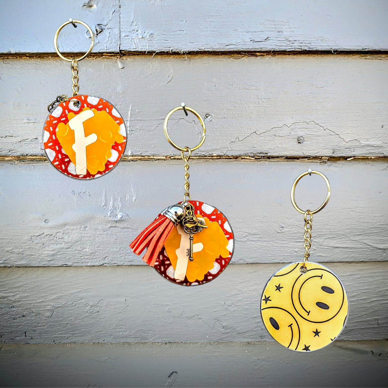 Orangey Yellow 'F' Initial Keychain - Etsy