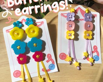 Clowncore/Kidcore Button Earrings!