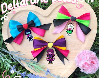 Deltarune inspired hair bows! Kris, Susie, & Ralsei