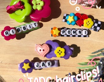 The Amazing Digital Circus(TADC) inspired hairclips! Pomni, Jax, & Ribbit