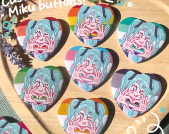Custom Hatsune Miku Pride Pinback Buttons