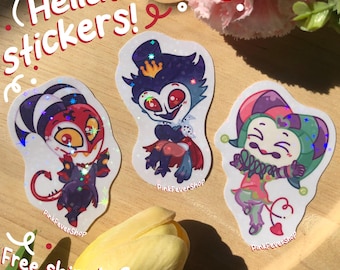 Helluva Boss Holographic Stickers! Fizzarolli, Blitz, & Stolas!