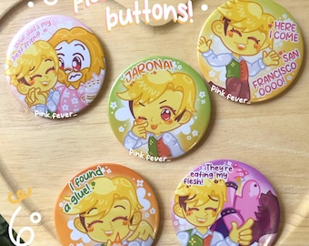 Flowery pinback buttons from Deltarune!