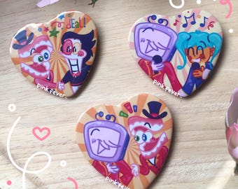 Tenna and Static Miku / Caine and Spamton / Tenna and Caine Pinback Buttons!