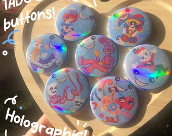 The Amazing Digital Circus (TADC) Holographic Pinback Buttons!